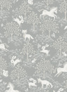 Littlephant Wallpaper Fairytale Fox - Dusty Mid Blue