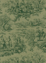 Little Greene Wallpaper Lovers Toile - Dark Brunswick Green