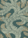 Josephine Munsey Wallpaper Bombes Fernery Teal/ Orange Highlights