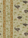 Josephine Munsey Wallpaper Ostrich Stripe - Olive and Orange