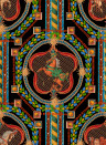 Mindthegap Wallpaper Venetian Ornament - Black/ Red/ Green