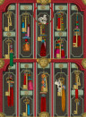 Mindthegap Wallpaper Grand Suite Keys - Anthracite/ Red/ Gold