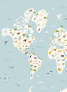 Coordonne Mural Animal Map - Aqua