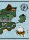 Coordonne Papier peint panoramique Treasure Map - Aqua