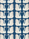 Scion Wallpaper Swim Swam Swan - Denim