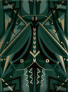 KEK Amsterdam Tapete Art Deco Animaux Grasshopper Gold - Green