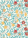 Morris & Co Carta da parati Simply Fruit - Green Indigo/ Madder