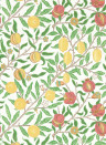 Morris & Co Carta da parati Simply Fruit - Leaf Green/ Madder