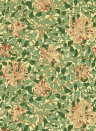 Morris & Co Wallpaper Honeysuckle - Green/ Coral/ Pink