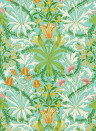 Morris & Co Wallpaper Woodland Weeds - Orange/ Turquoise
