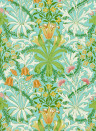 Morris & Co Papier peint Woodland Weeds - Orange/ Turquoise