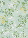 Nina Campbell Wallpaper Almora - Aqua/ Yellow/ Green