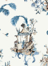 Nina Campbell Wallpaper Toile Chinoise - Indigo/ Chocolate