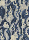 Långelid / von Brömssen Tapete Hares in Hiding - Dark Denim