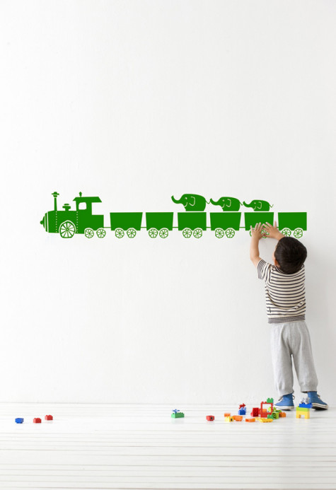 Ferm Living Sticker mural tiny train - Green