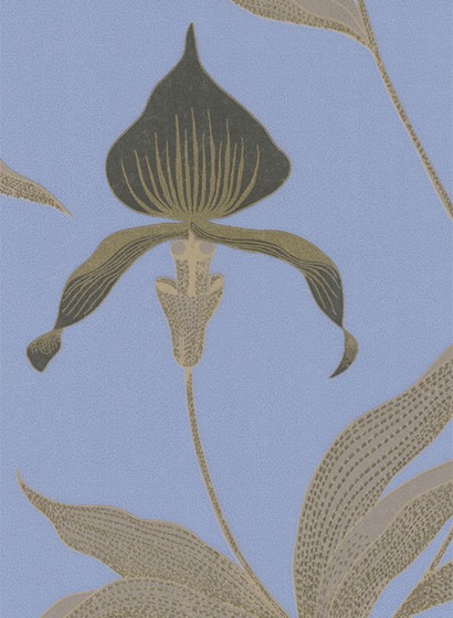 Orchid - Designtapete von Cole and Son - Blau/ Gold