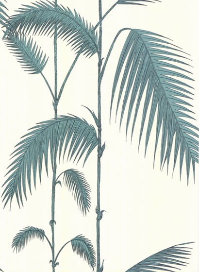 Palm Leaves - Designtapete v. Cole and Son - Offwhite/Türkis