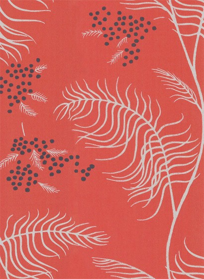Mimosa - Designtapete von Cole and Son - Rot/ Schwarz/ Weiß