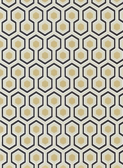 Hicks Hexagon - Designtapete v. Cole and Son - Schwarz/ Gold