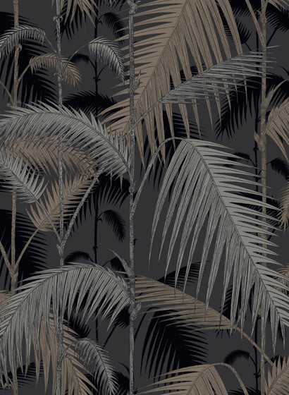 Palm Jungle - Designtapete von Cole and Son - Black/ Silver