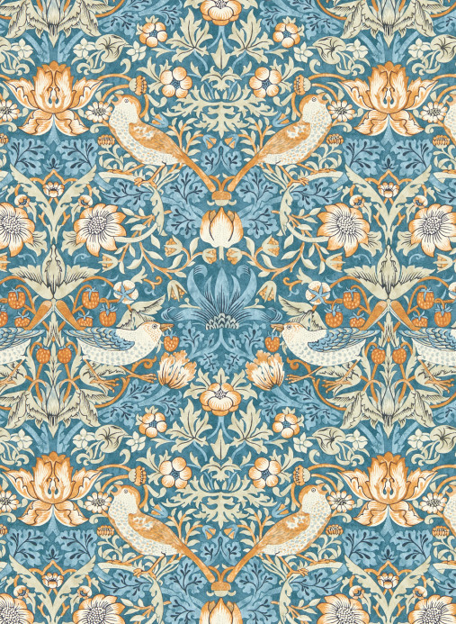 Clarke & Clarke Tapete Strawberry Thief - Denim/ Spice