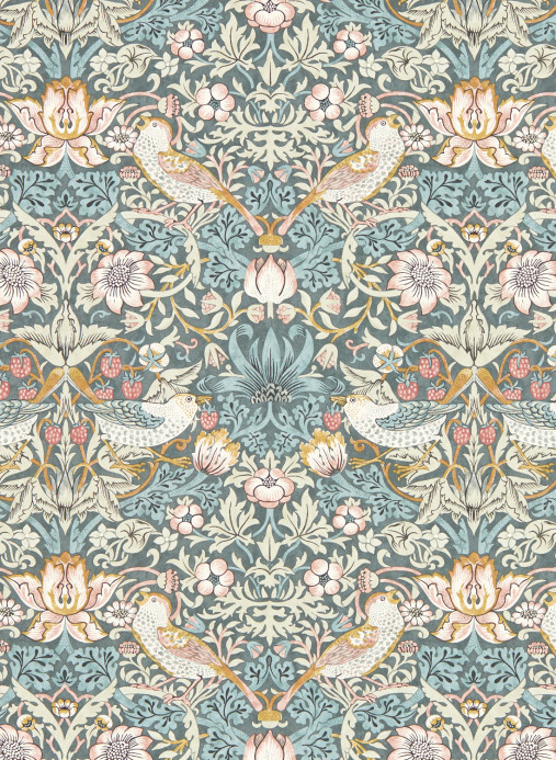Clarke & Clarke Tapete Strawberry Thief - Slate/ Blush