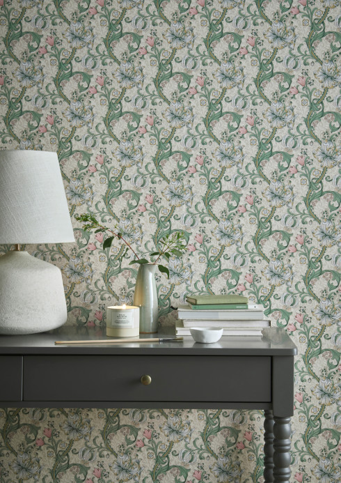 Clarke & Clarke Wallpaper Golden Lily - Linen/ Blush