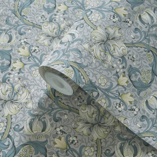 Clarke & Clarke Wallpaper Golden Lily - Slate/ Dove