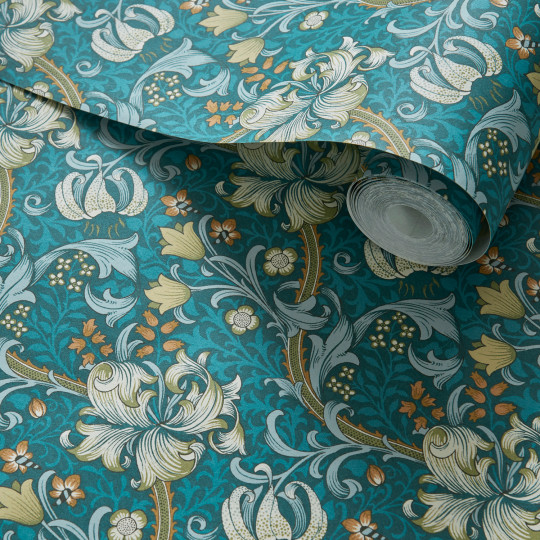 Clarke & Clarke Wallpaper Golden Lily - Teal