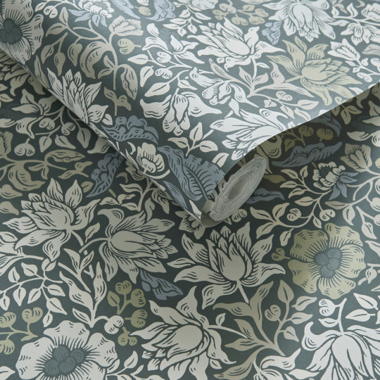 Clarke & Clarke Carta da parati Mallow - Slate/ Dove