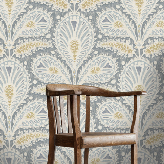 Josephine Munsey Tapete Ikat Clover - Blue and Yellow