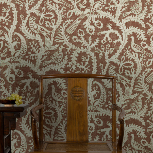 Josephine Munsey Tapete Stitched Birds - Red