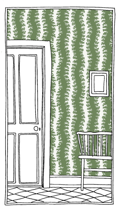 Josephine Munsey Tapete Elkhorn Stripe - Brookes Green/ Ceiling White