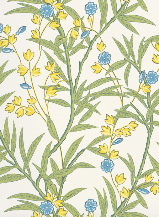 Little Greene Tapete Bamboo Floral - Blue Verditer