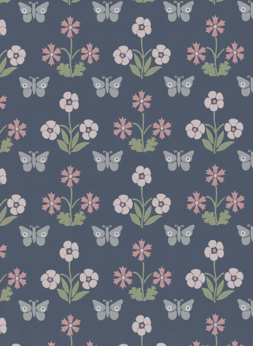 Little Greene Papier peint Burges Butterfly - Hicks Blue