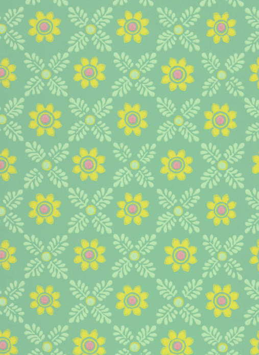 Little Greene Papier peint Ditsy Block - Green Verditer