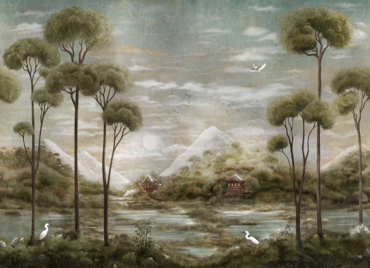 Coordonné Papier peint panoramique Xi Hu Lake - Silver