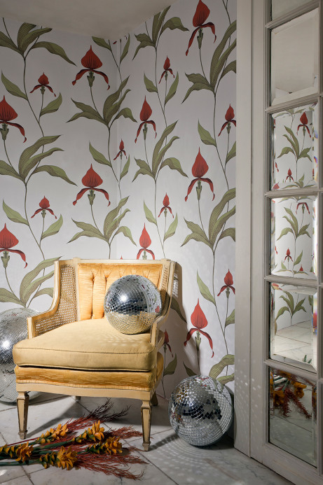 Cole & Son Wallpaper Orchid - Red on White