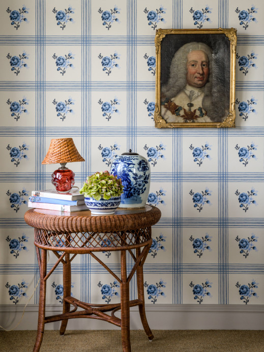 Långelid / von Brömssen Wallpaper Rose - Delft Blue