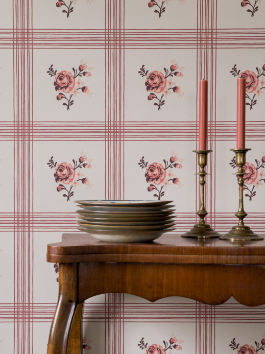 Långelid / von Brömssen Wallpaper Rose - Faded Red