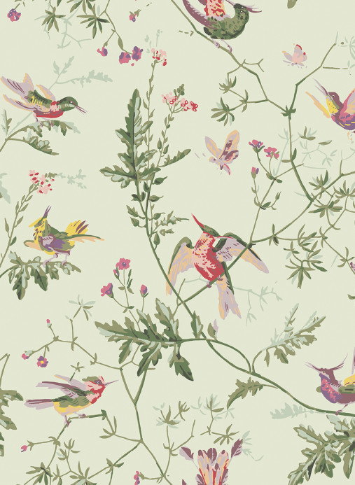 Cole & Son Wallpaper Hummingbirds - Multi/ Old Olive on Eau Du Nil