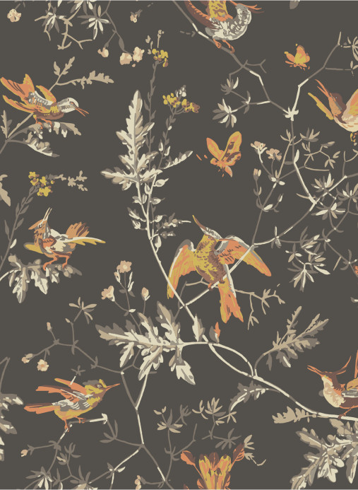 Cole & Son Papier peint Hummingbirds - Charcoal/ Ginger