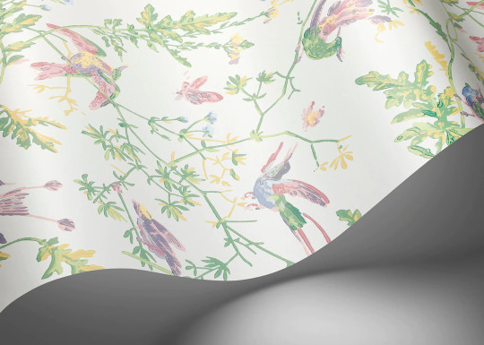 Cole & Son Wallpaper Hummingbirds - Blush Sage/  Mulberry on Cream