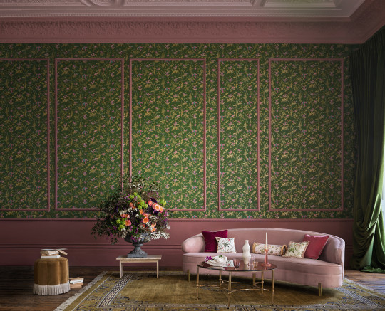 Cole & Son Wallpaper Hummingbirds - Fuchsia on Racing Green