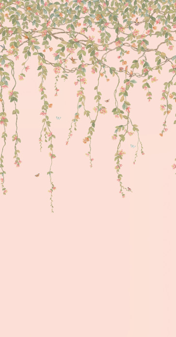 Cole & Son Wallpaper Hummingbirds Flora - Tangerine/ Olive on Blush