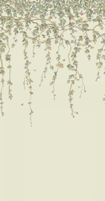Cole & Son Papier peint Hummingbirds Flora - Multi/ Old Olive on Eau Du Nil
