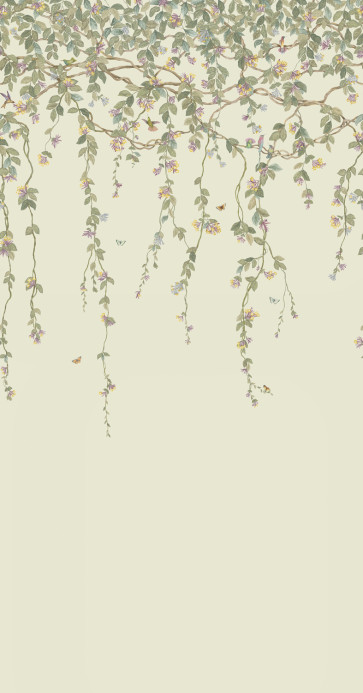 Cole & Son Wallpaper Hummingbirds Flora - Multi/ Old Olive on Eau Du Nil