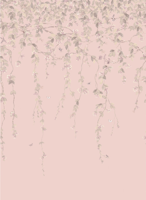 Cole & Son Tapete Hummingbirds Flora - Stone on Rose Quartz