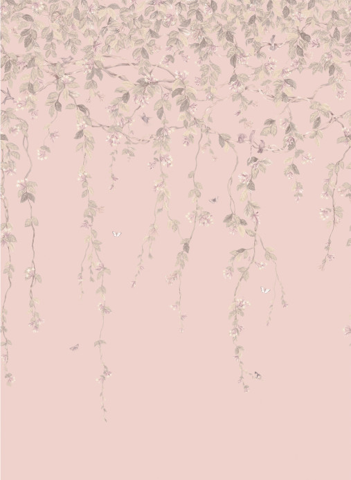 Cole & Son Papier peint Hummingbirds Flora - Stone on Rose Quartz