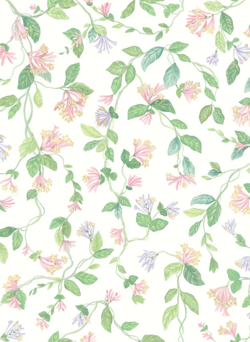 Cole & Son Carta da parati Flora - Blush Sage/  Mulberry on Cream